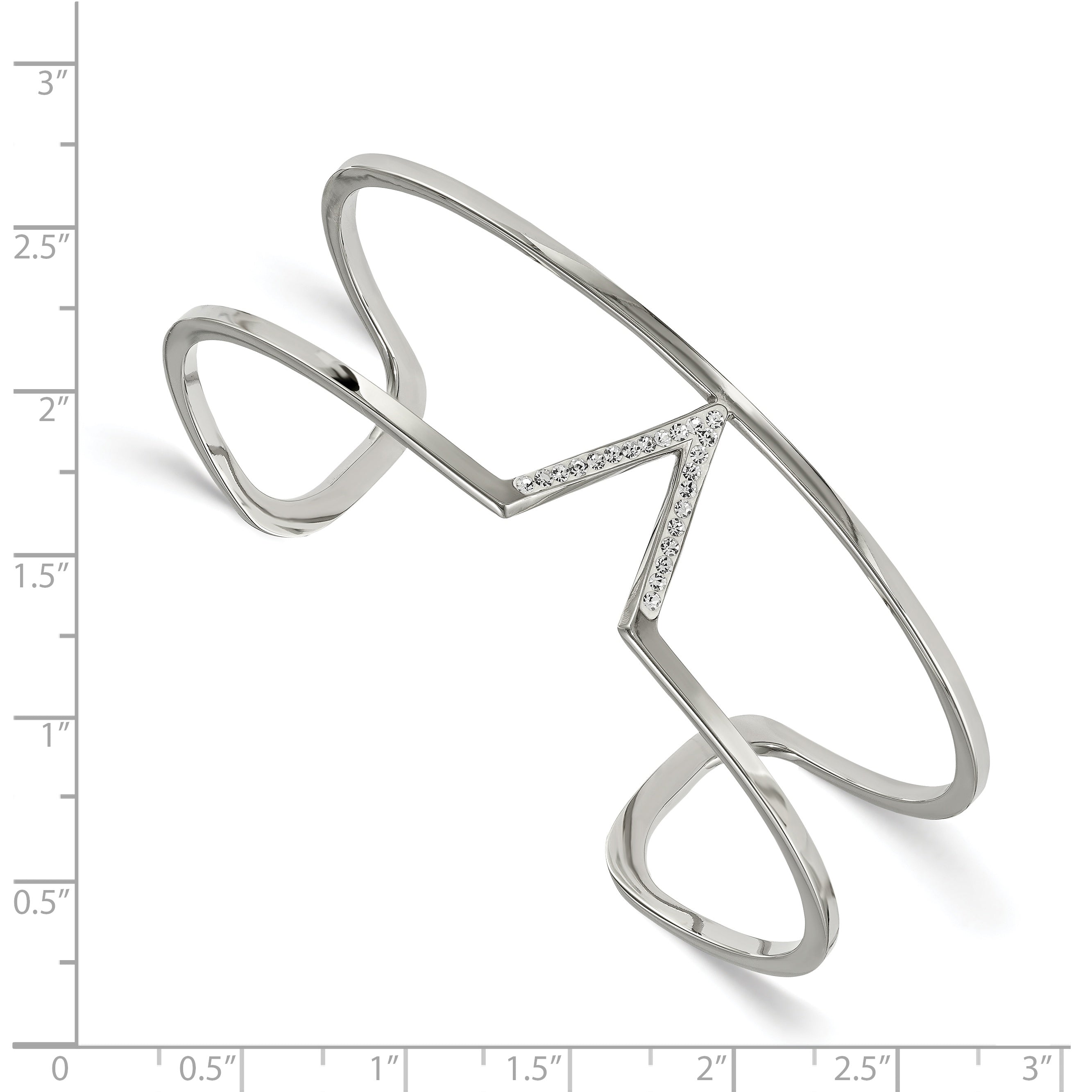 Stainless Steel Polished w/ Preciosa Crystal V shape Bangle Secondary image