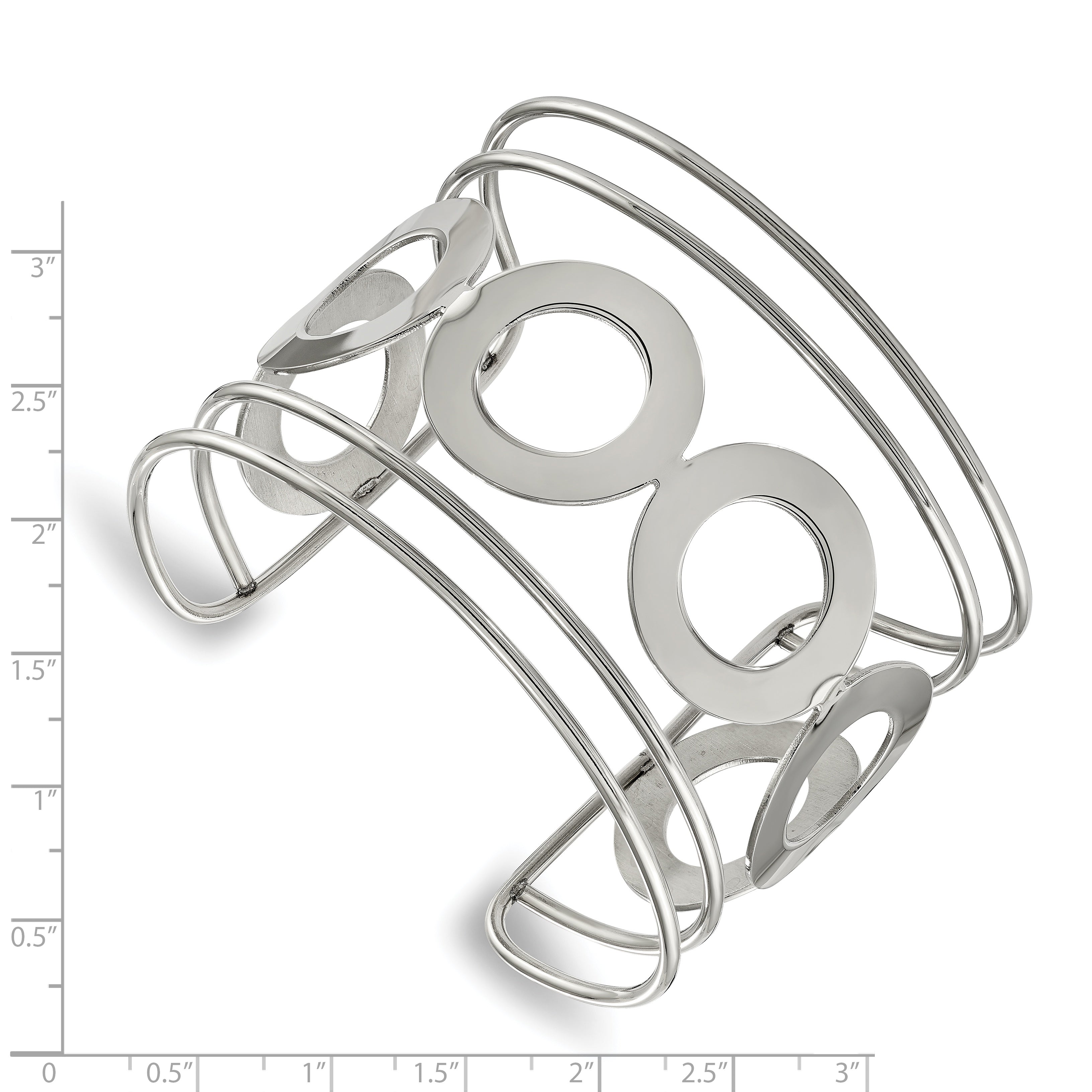 Stainless Steel Polished Circle Design 50mm Cuff Bangle Secondary image