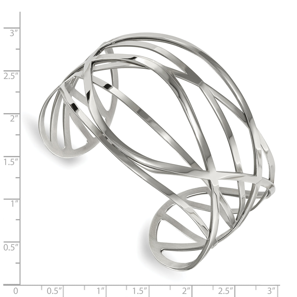 Chisel Stainless Steel Polished Cuff Bangle