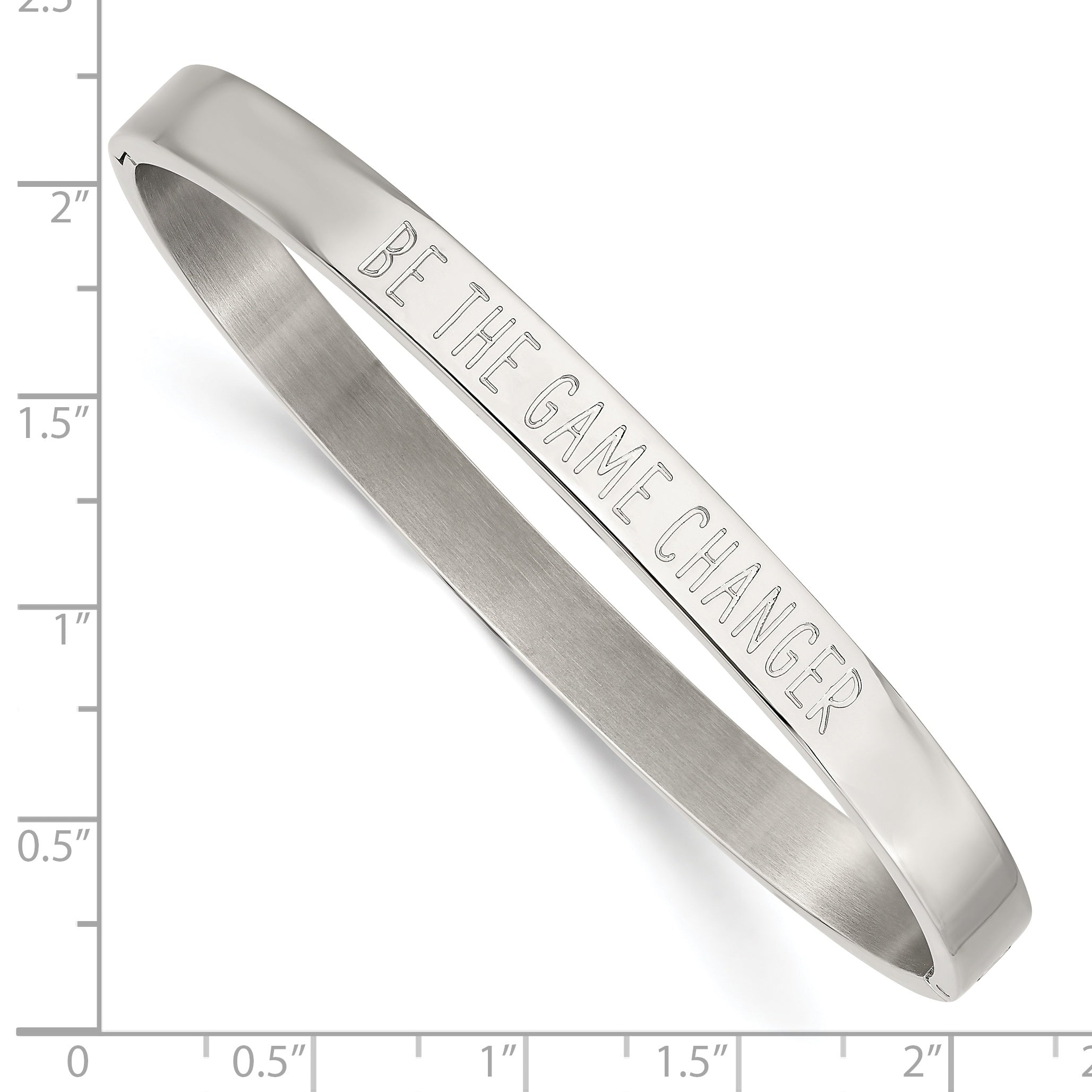 Stainless Steel Polished Be the Game Changer 6mm Hinged Bangle Secondary image
