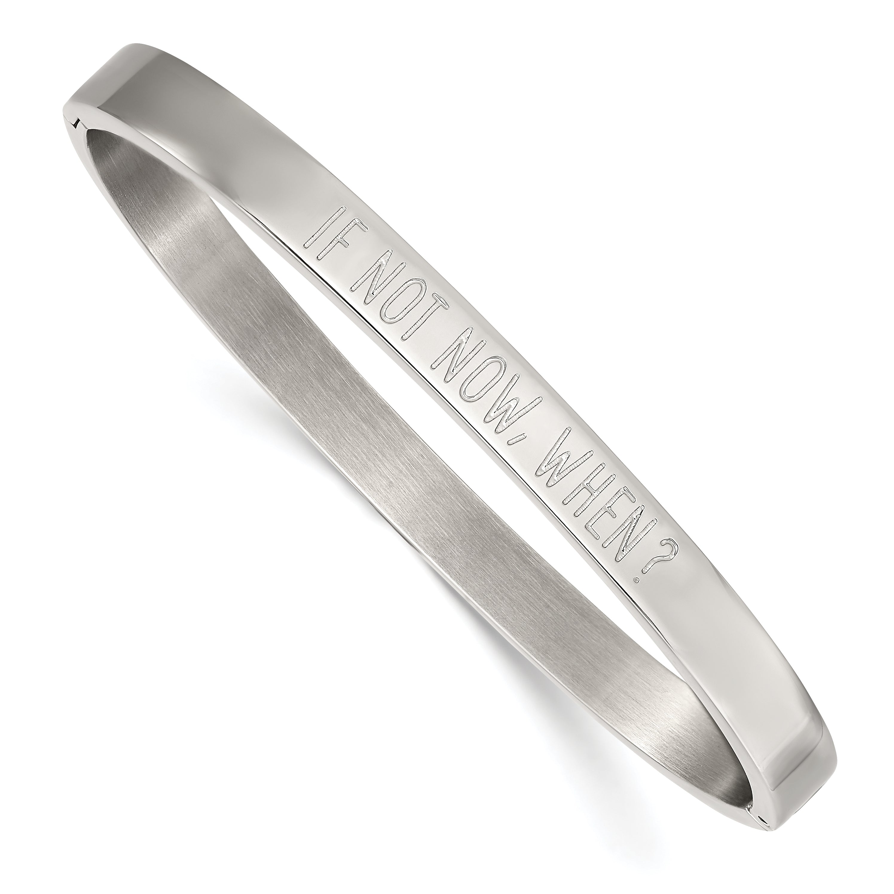 Stainless Steel Polished If Not Now When 6mm Hinged Bangle Main image