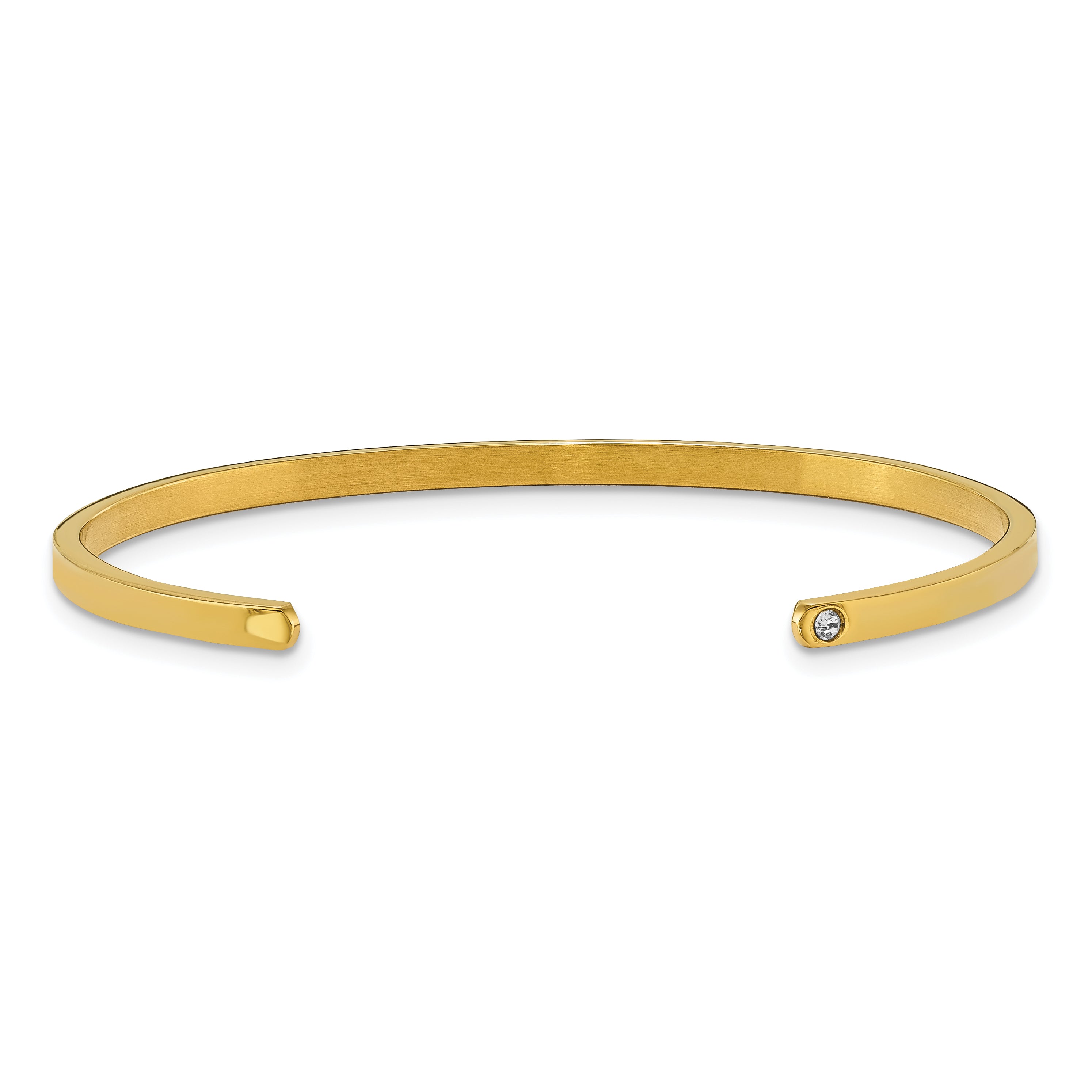 Chisel Stainless Steel Polished and Enameled Yellow IP-plated with Crystal LOVE YOU TO THE MOON AND BACK 3mm Cuff Bangle Secondary image
