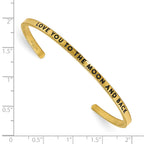 Chisel Stainless Steel Polished and Enameled Yellow IP-plated with Crystal LOVE YOU TO THE MOON AND BACK 3mm Cuff Bangle