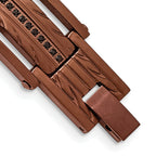 Brown IP-Plated Link Bracelet in Stainless Steel with Black CZ