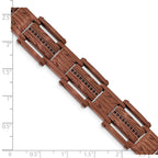 Brown IP-Plated Link Bracelet in Stainless Steel with Black CZ