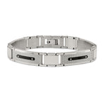 Polished & Textured Bracelet in Black IP-Plated Stainless Steel