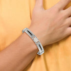 Polished & Textured Bracelet in Black IP-Plated Stainless Steel