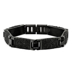 Black IP-Plated Wire Inlay Link Bracelet in Stainless Steel