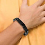 Black IP-Plated Wire Inlay Link Bracelet in Stainless Steel