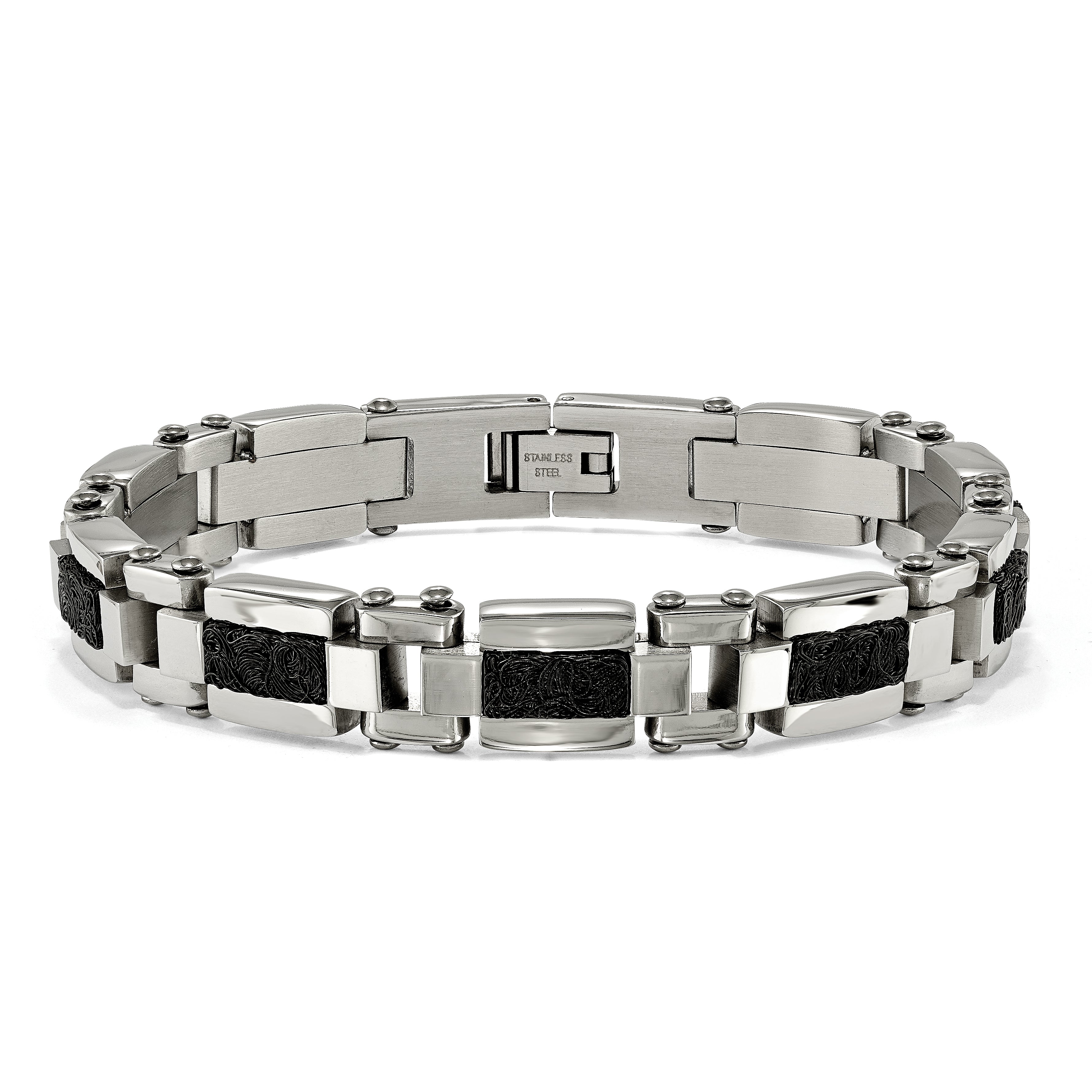 Wire Inlay Bracelet in Stainless Steel with Black IP Plating