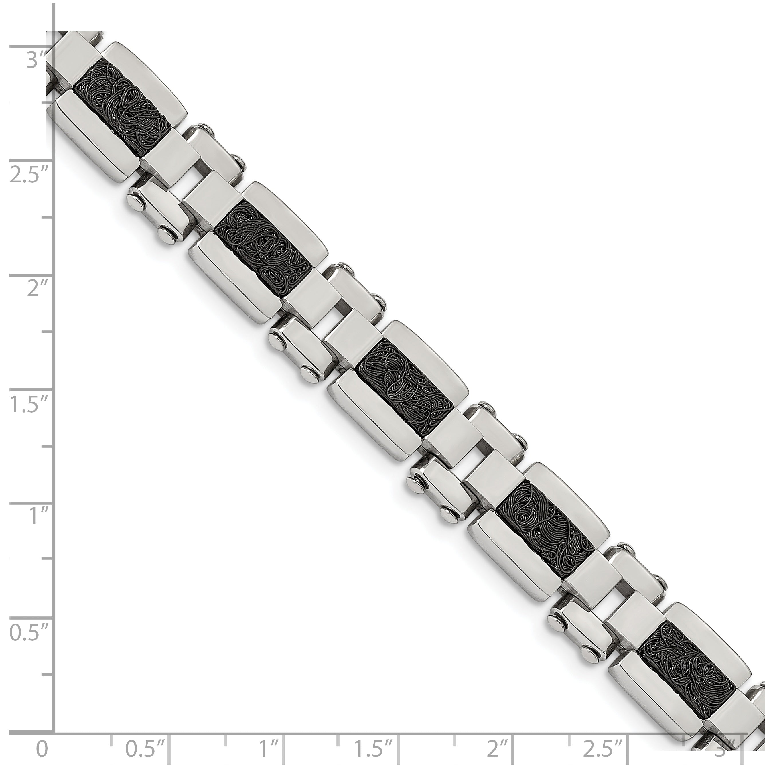 Wire Inlay Bracelet in Stainless Steel with Black IP Plating