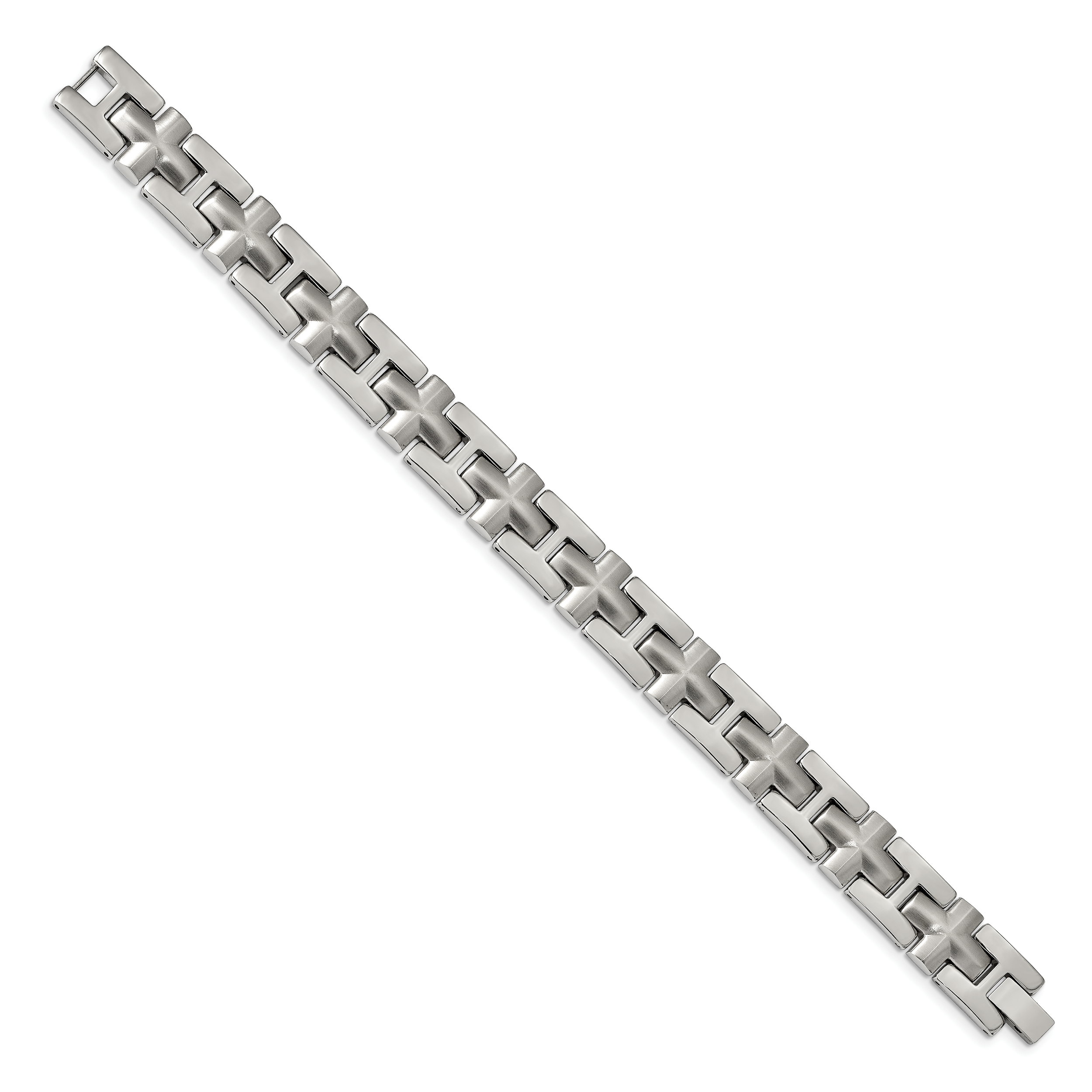 Chisel Stainless Steel Brushed and Polished 8.5 inch Cross Link Bracelet Secondary image