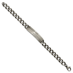 Matte Gun Metal ID Bracelet in Stainless Steel, 9in