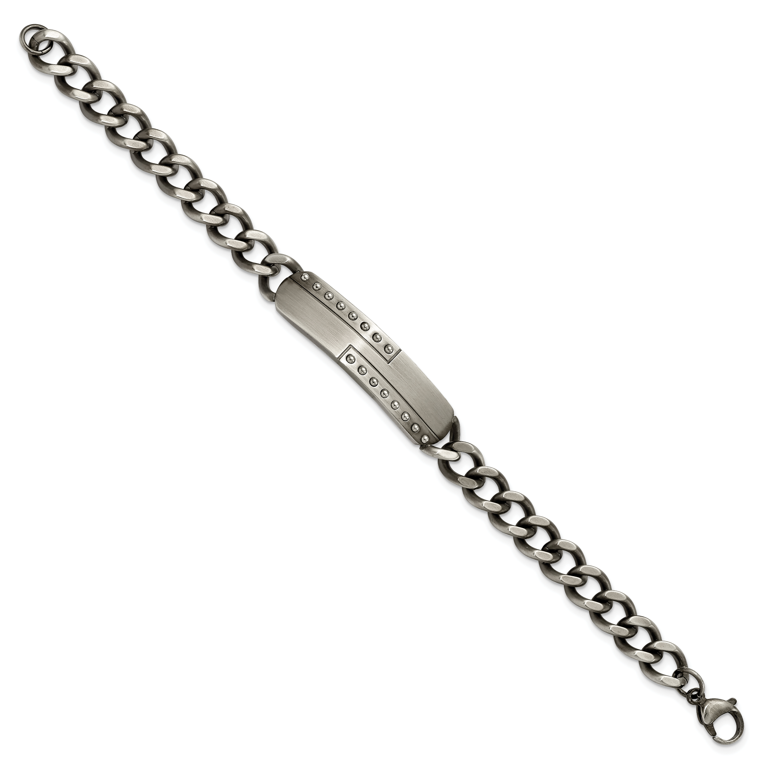 Matte Gun Metal ID Bracelet in Stainless Steel, 9in