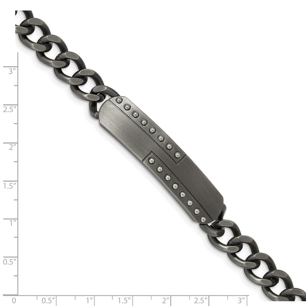 Matte Gun Metal ID Bracelet in Stainless Steel, 9in