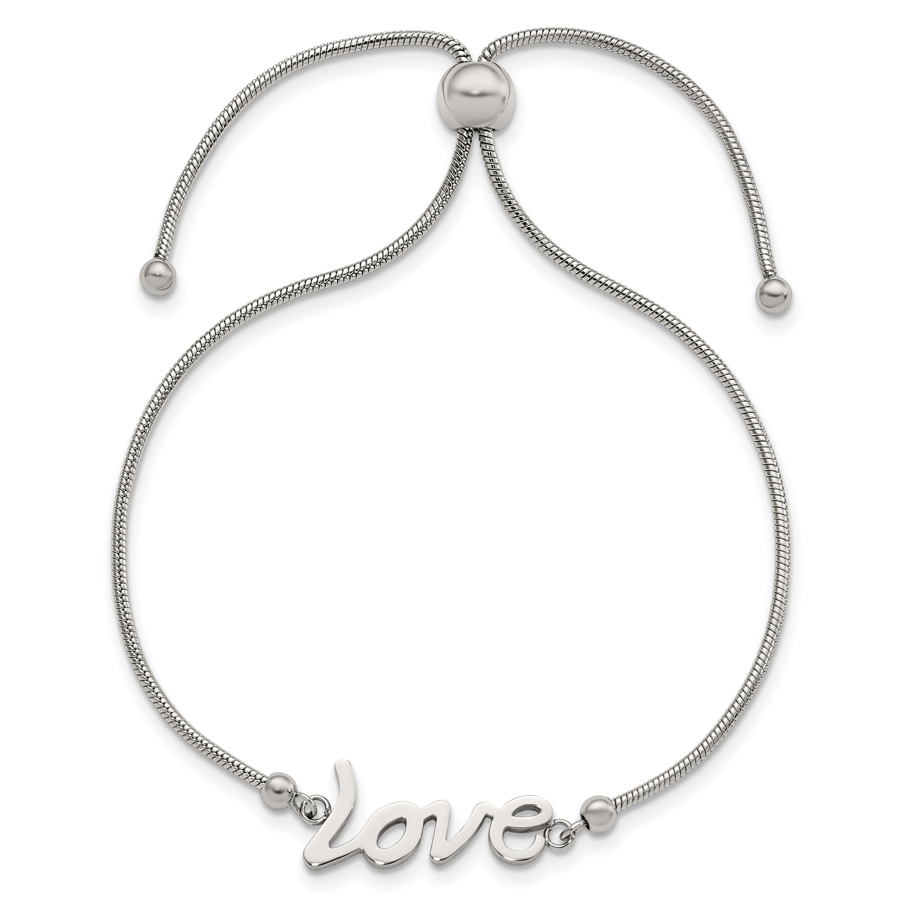 Chisel Stainless Steel Polished LOVE Adjustable Bracelet