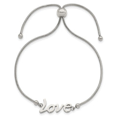 Chisel Stainless Steel Polished LOVE Adjustable Bracelet