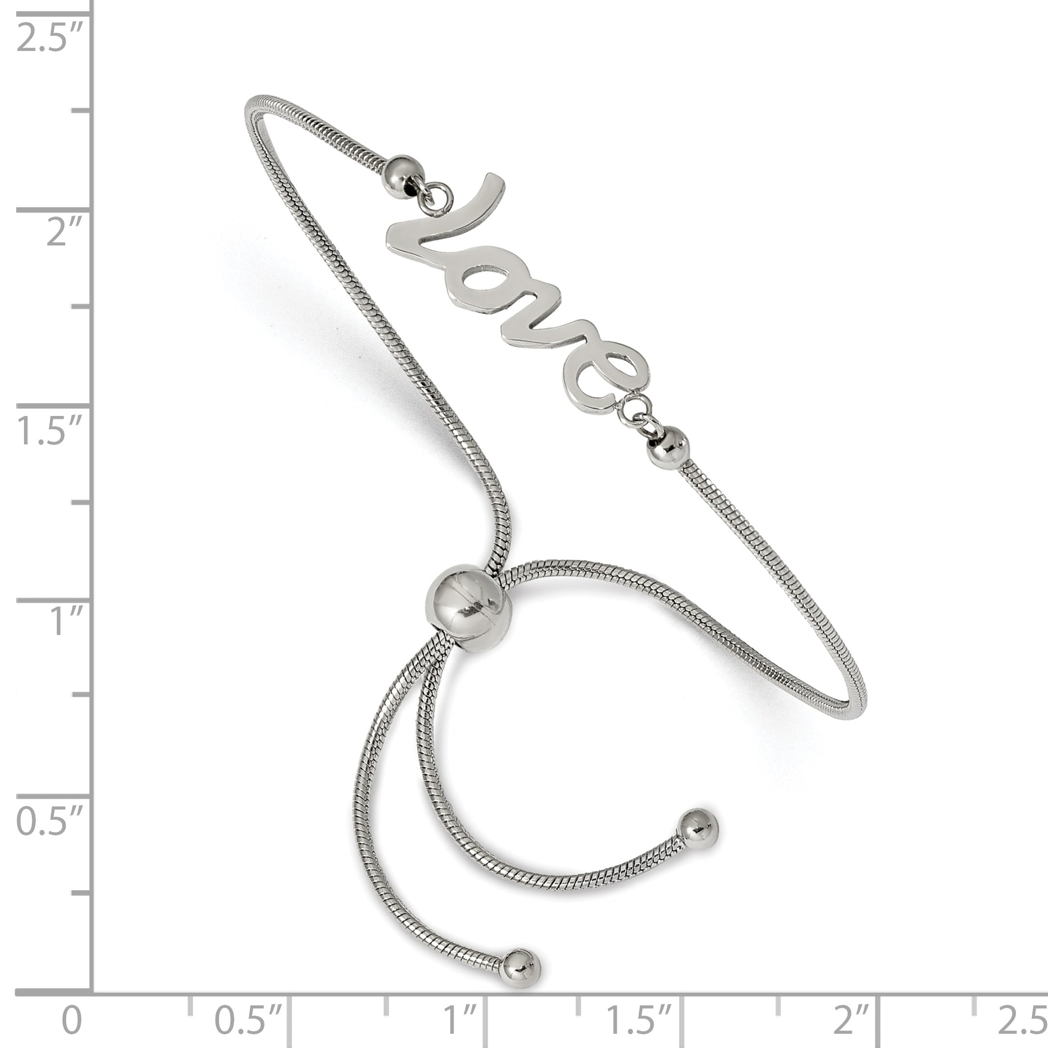 Chisel Stainless Steel Polished LOVE Adjustable Bracelet
