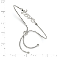 Chisel Stainless Steel Polished LOVE Adjustable Bracelet