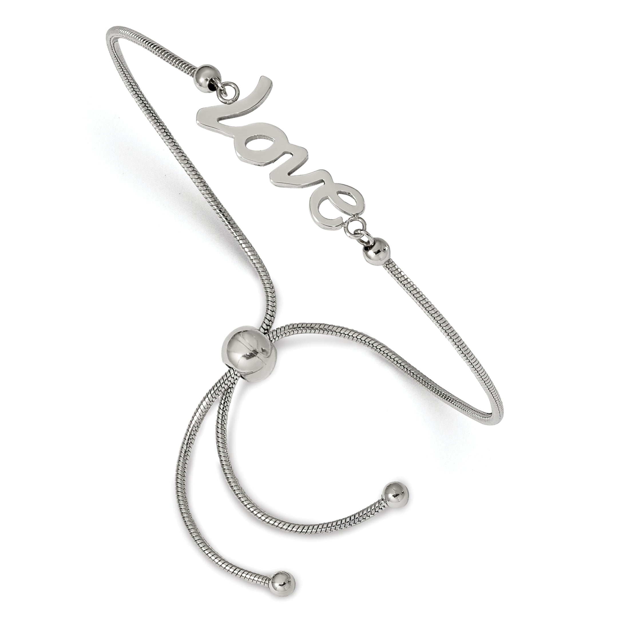 Chisel Stainless Steel Polished LOVE Adjustable Bracelet
