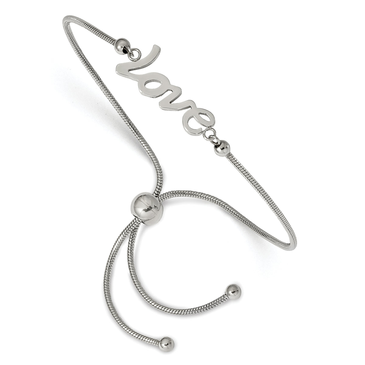 Chisel Stainless Steel Polished LOVE Adjustable Bracelet