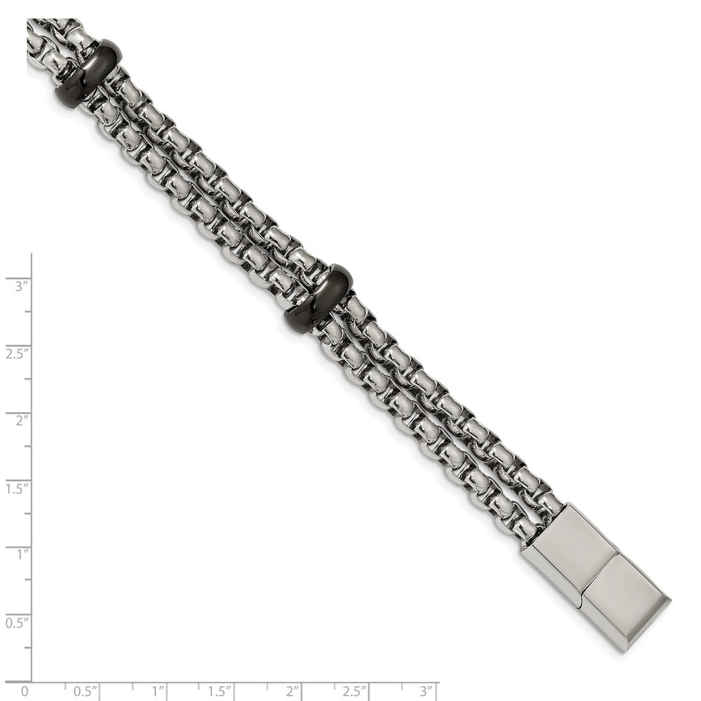 Black IP-Plated Men's Bracelet in Stainless Steel