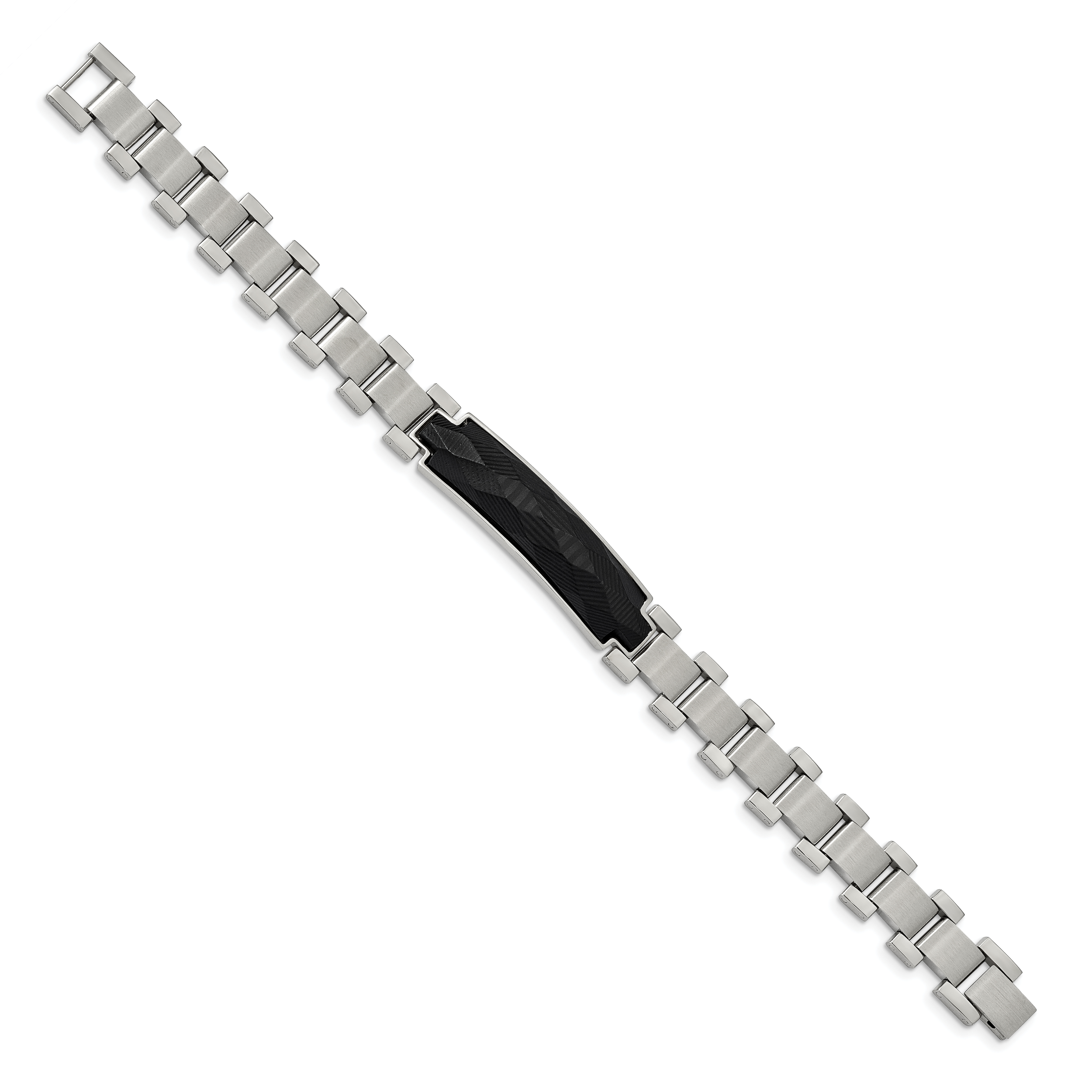 Chisel Stainless Steel Brushed and Polished with Solid Carbon Fiber Inlay 8.25 inch Bracelet Secondary image