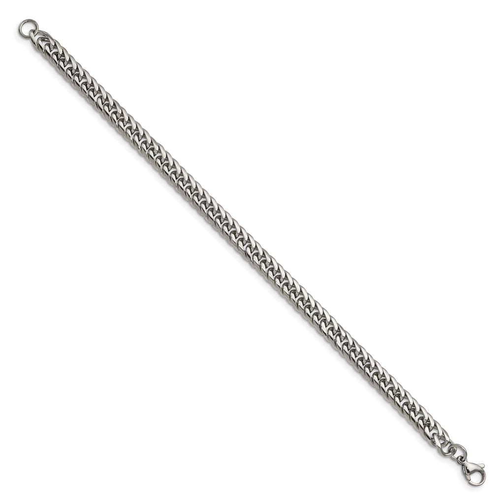 Polished Double Curb Chain Bracelet in Stainless Steel