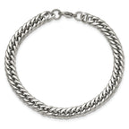 Polished Double Curb Chain Bracelet in Stainless Steel