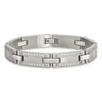 Stainless Steel Brushed with CZ 8.5in Bracelet
