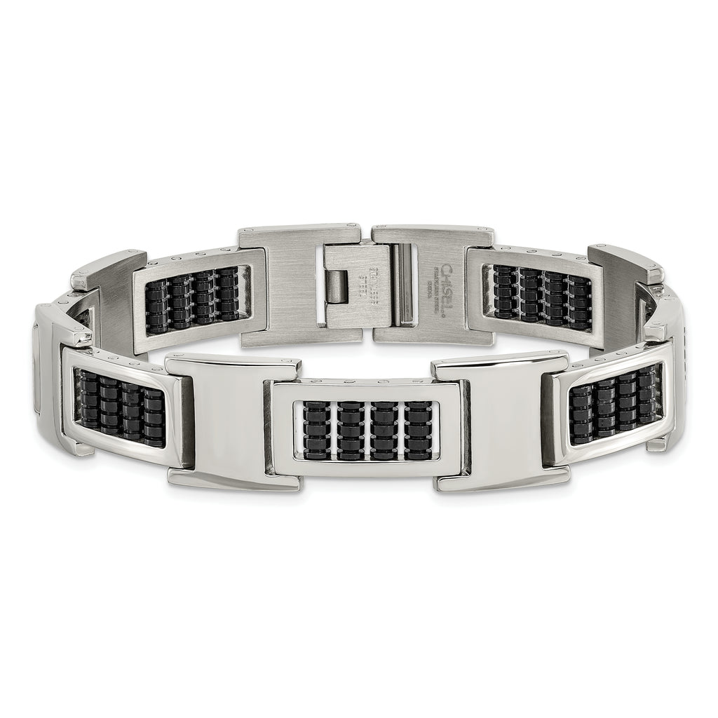 Stainless Steel Polished Black IP-plated 8.5in Bracelet