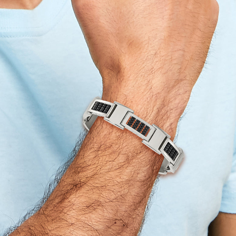 Stainless Steel Polished Black IP-plated 8.5in Bracelet
