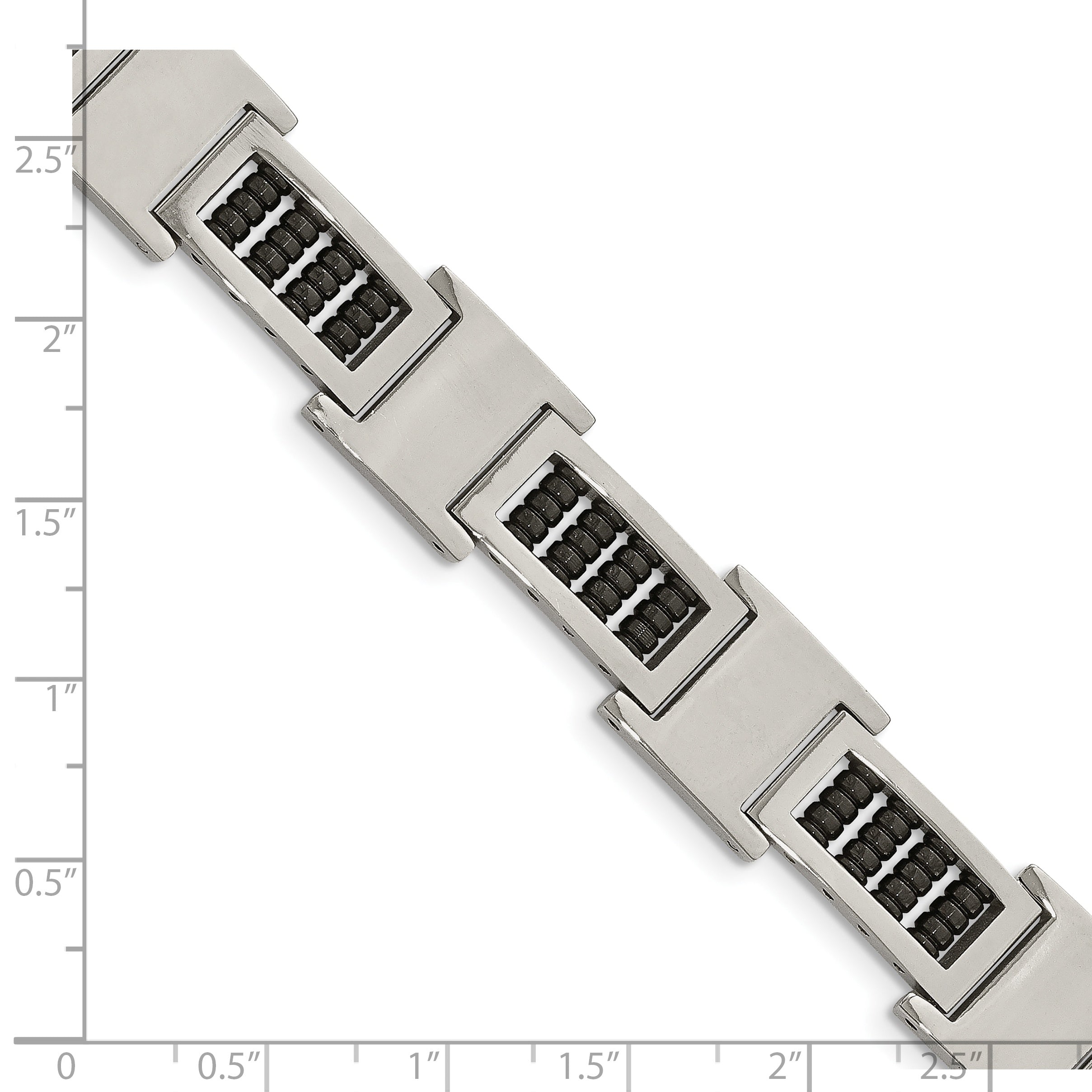 Stainless Steel Polished Black IP-plated 8.5in Bracelet