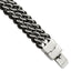 Chisel Stainless Steel Polished Black Leather 8.75 inch Bracelet