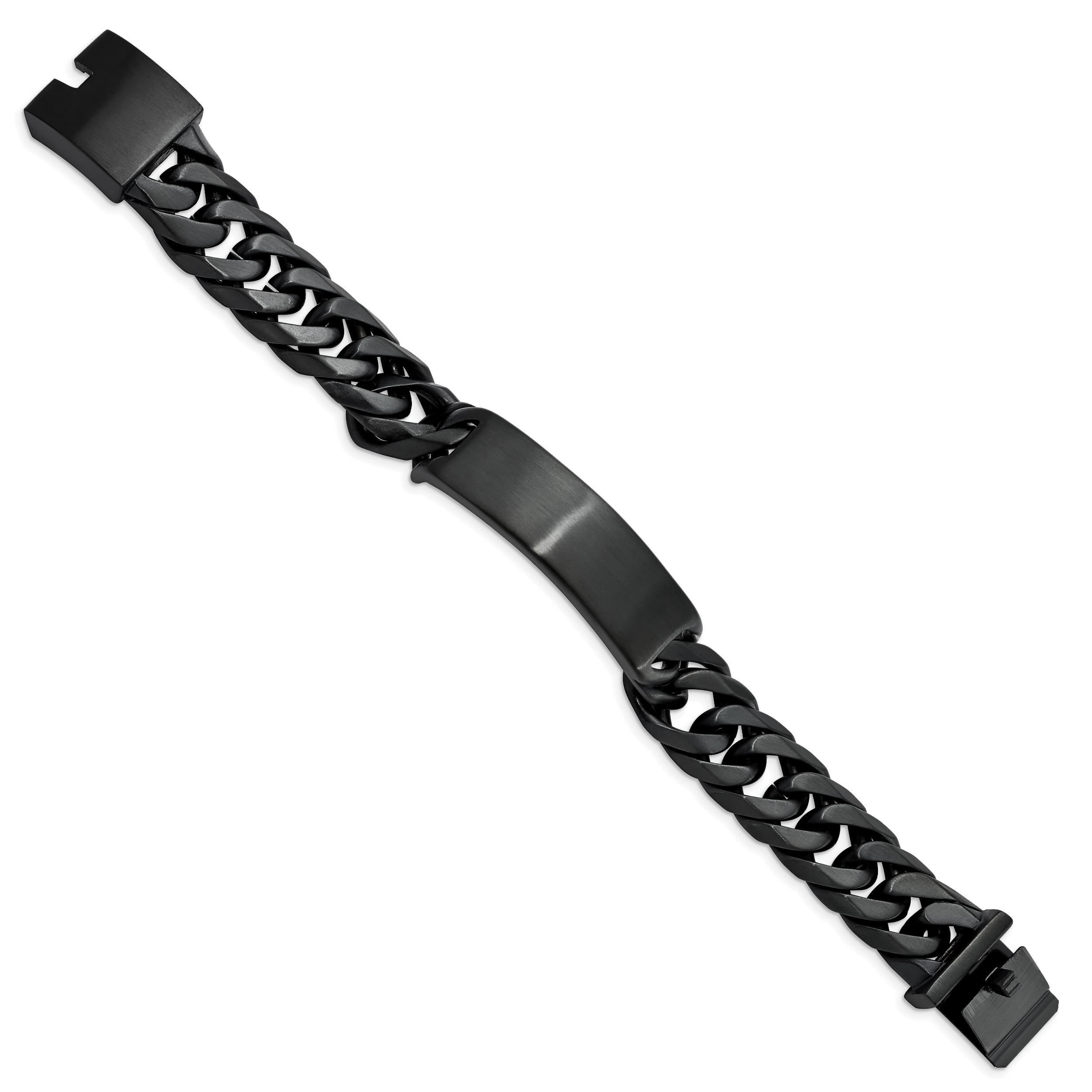 Chisel Stainless Steel Brushed Black IP-plated Curb Chain 9 inch ID Bracelet Secondary image