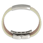 Brushed ID Bracelet in Stainless Steel with White Leather