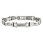 Polished CZ Bracelet in Stainless Steel, 8.25"