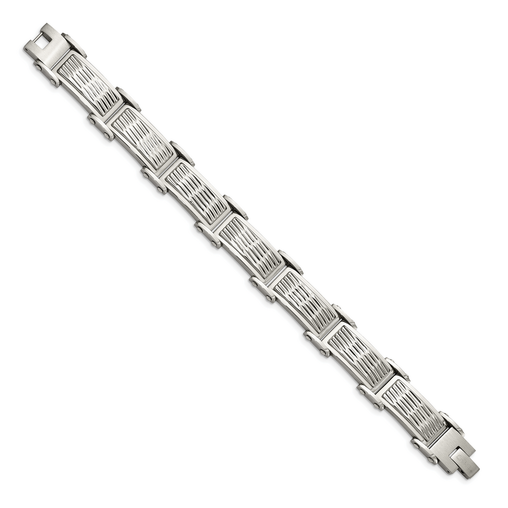 Brushed & Polished Link Bracelet in Stainless Steel