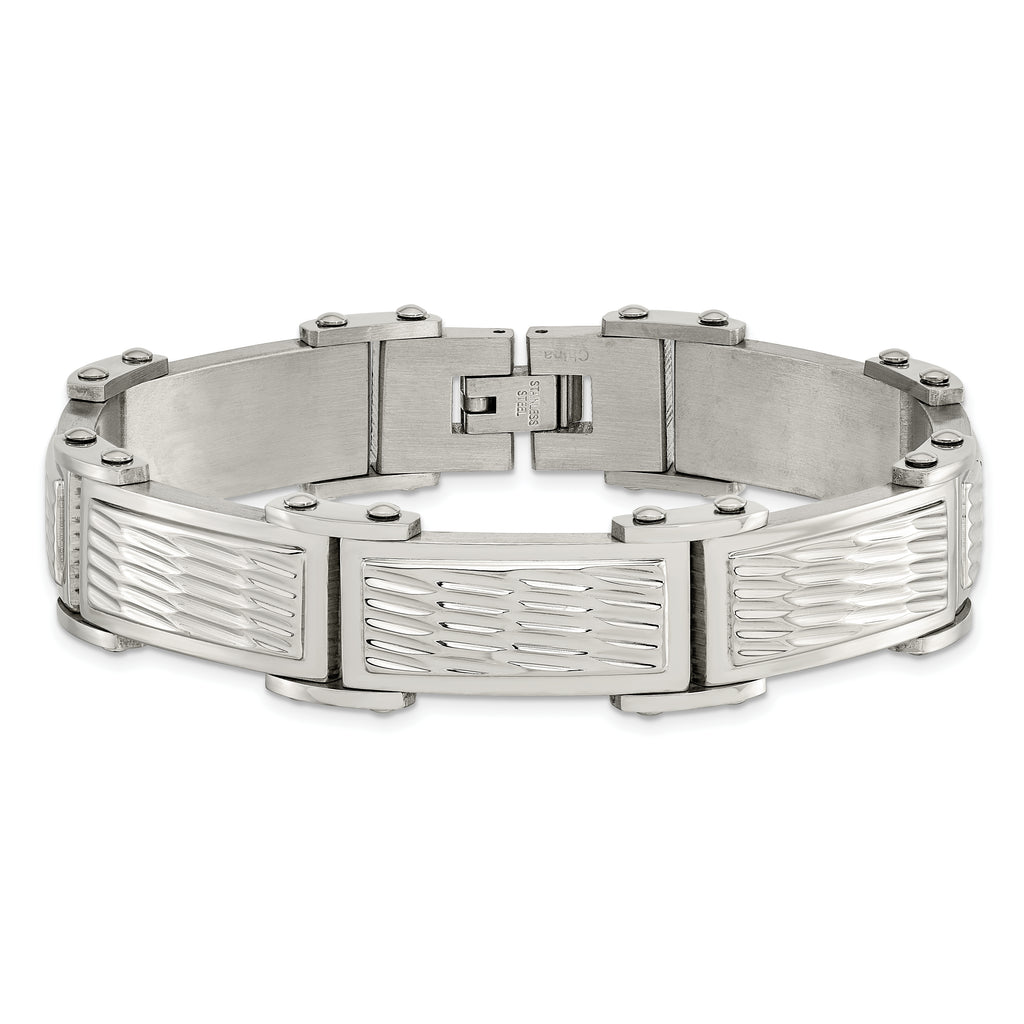 Brushed & Polished Link Bracelet in Stainless Steel