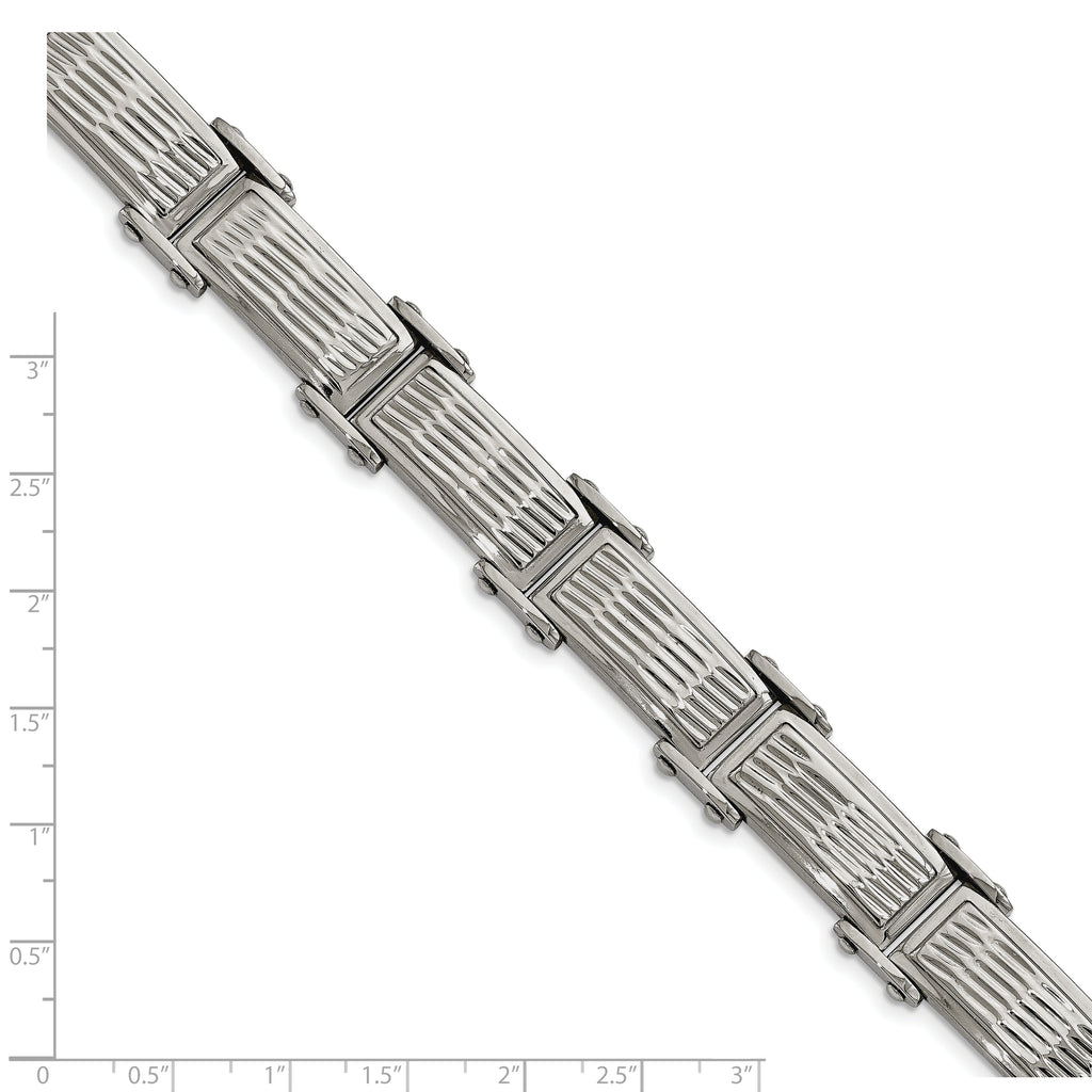 Brushed & Polished Link Bracelet in Stainless Steel
