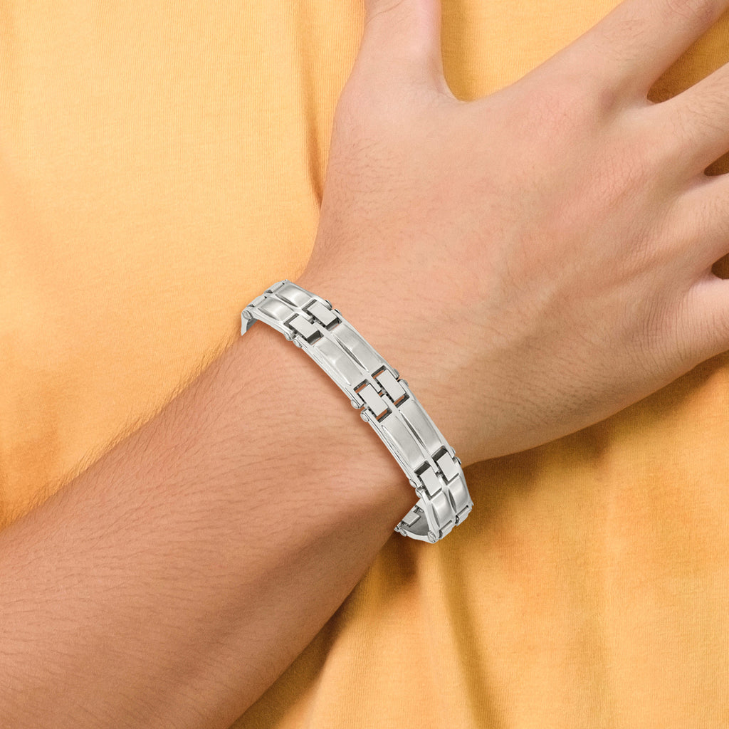 Chisel Stainless Steel Polished and Brushed 8.5 inch Link Bracelet