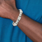 Chisel Stainless Steel Brushed and Polished with Black CZ 8.25 inch Fancy Link Bracelet