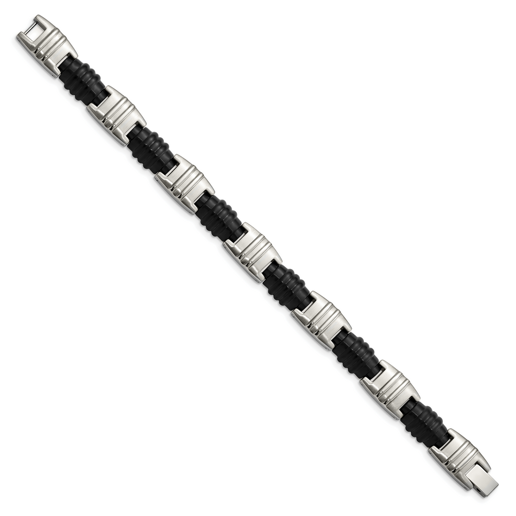Brushed & Polished Bracelet in Black IP-Plated Stainless Steel