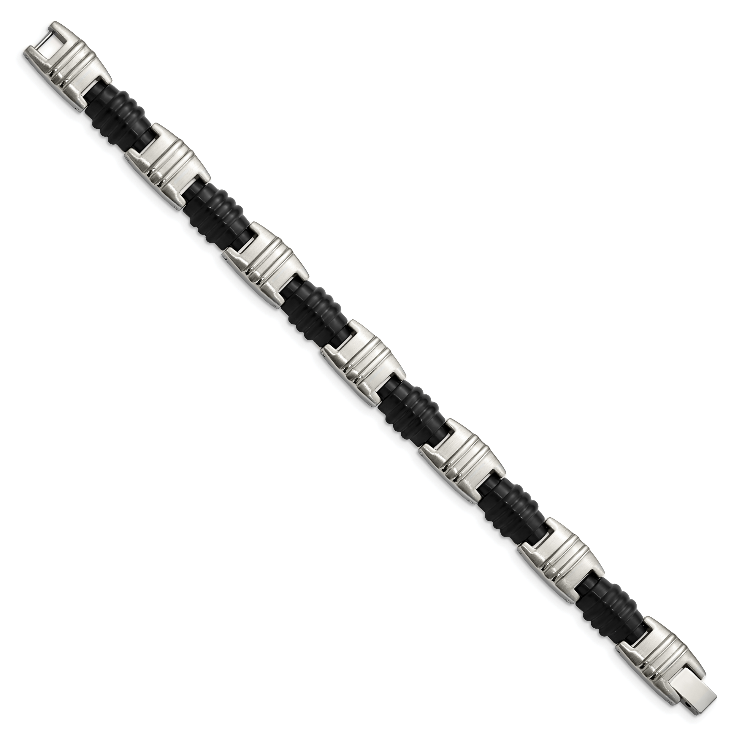 Brushed & Polished Bracelet in Black IP-Plated Stainless Steel
