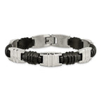 Brushed & Polished Bracelet in Black IP-Plated Stainless Steel