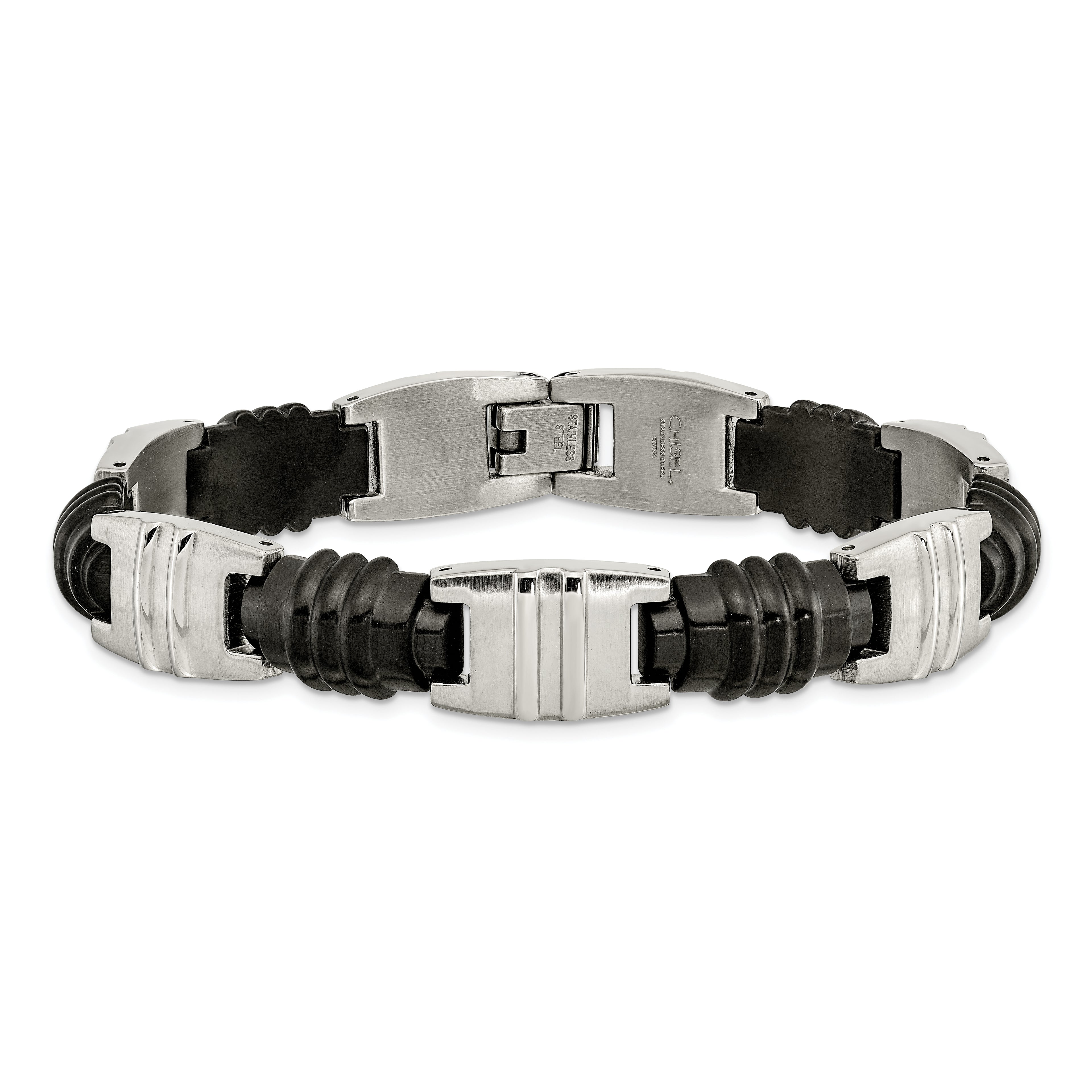 Brushed & Polished Bracelet in Black IP-Plated Stainless Steel