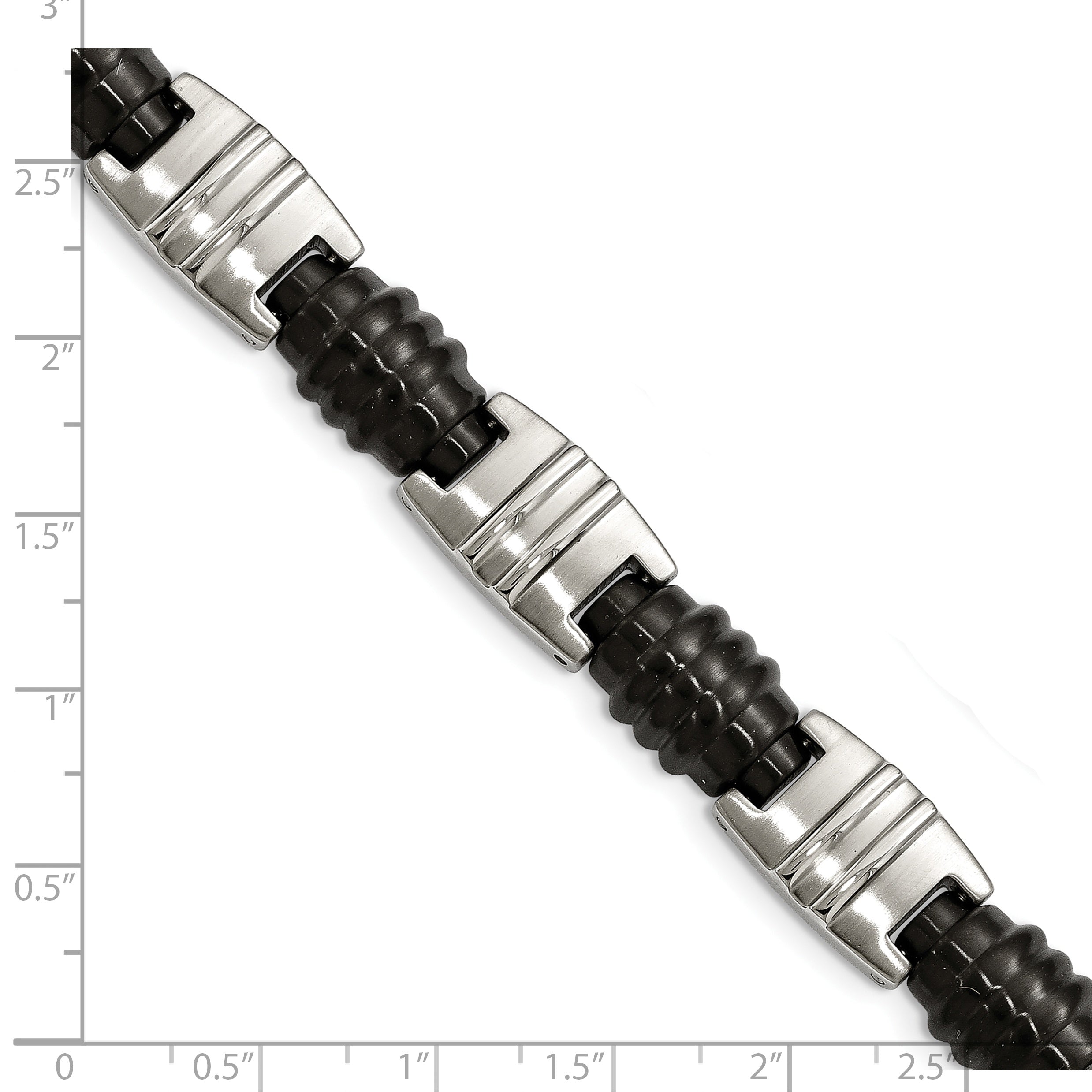 Stainless Steel Brushed and Polished Black IP-plated 8.25in Bracelet