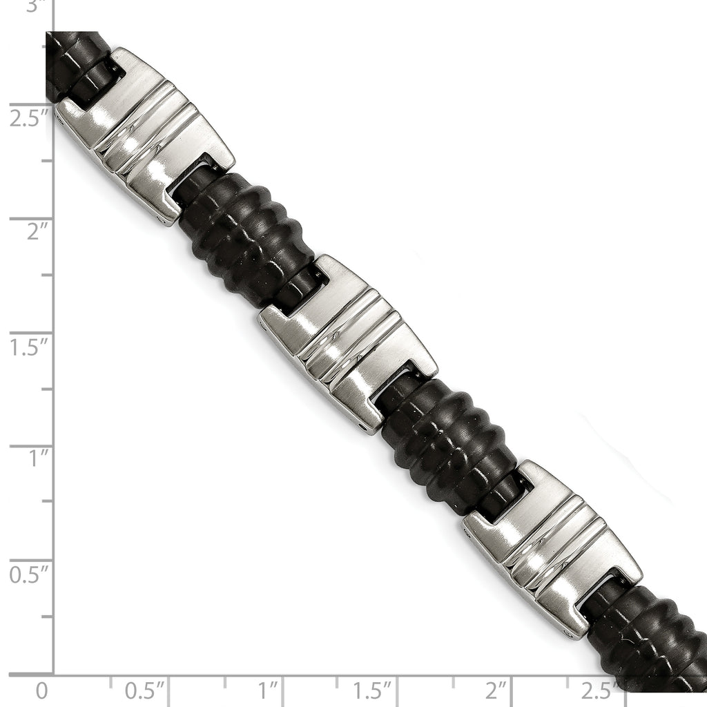 Brushed & Polished Bracelet in Black IP-Plated Stainless Steel