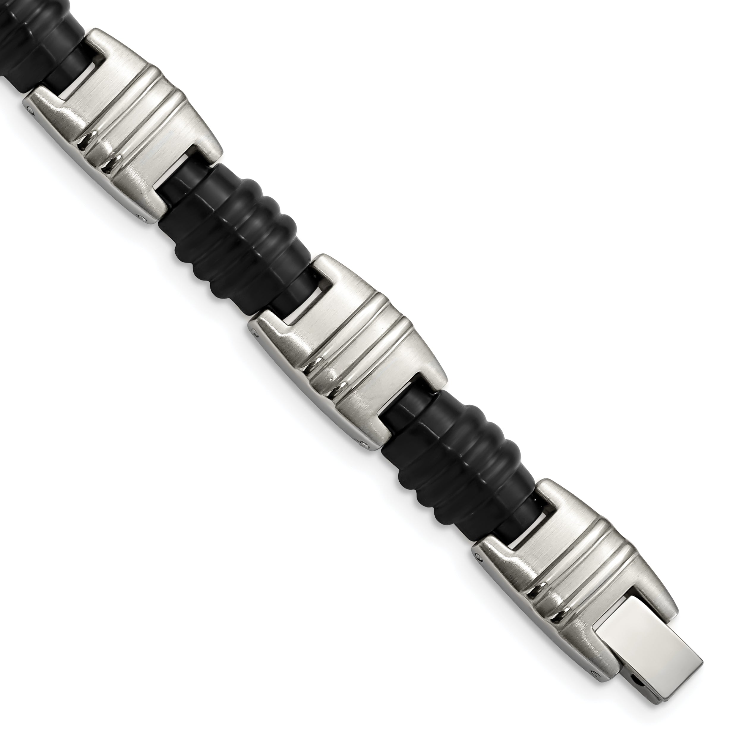 Stainless Steel Brushed and Polished Black IP-plated 8.25in Bracelet Main image