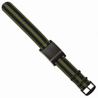 Brushed Black IP ID Bracelet in Stainless Steel with Green Fabric